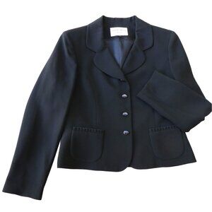 Albert Nipon Petite Black Blazer Suit Separate Lined Patch Pocket Career 8P